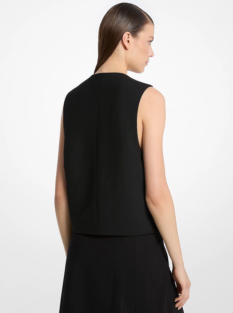 Wool Broadcloth Cropped Vest in BLACK | Michael Kors