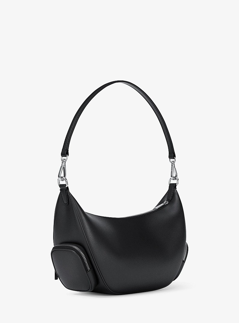 Merritt Medium Pebbled Leather Convertible Shoulder Bag in BLACK | Michael Kors