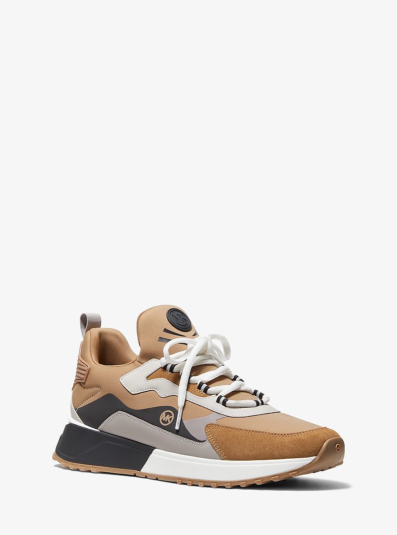 Theo Sport Mixed-Media Trainer in HUSK | Michael Kors