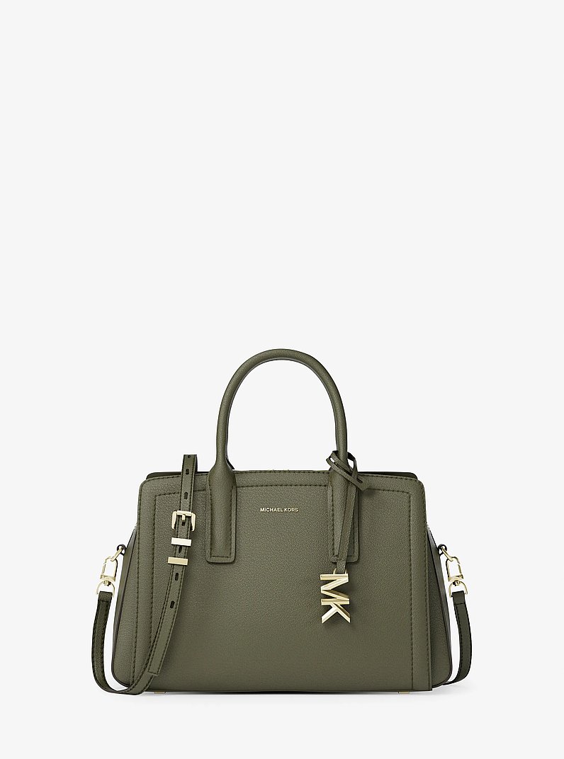 Laila Small Pebbled Leather Satchel in IVY | Michael Kors