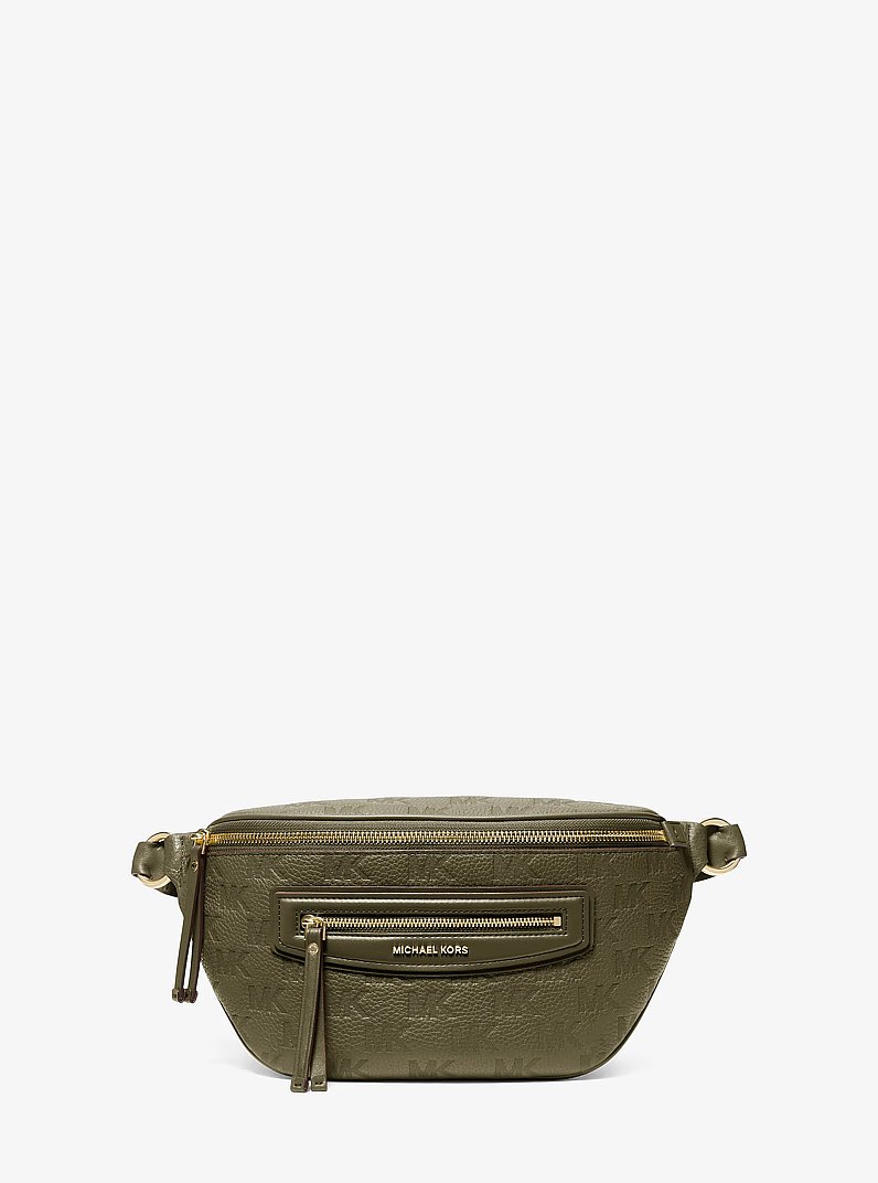 Sac &agrave; une bretelle Jet Set Travel de taille moyenne en cuir gaufr&eacute; &agrave; logo