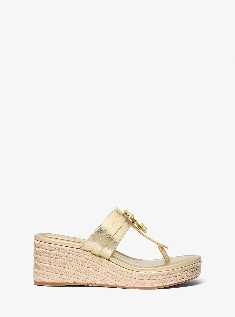 Zoe Metallic Wedge Sandal in PALE GOLD | Michael Kors