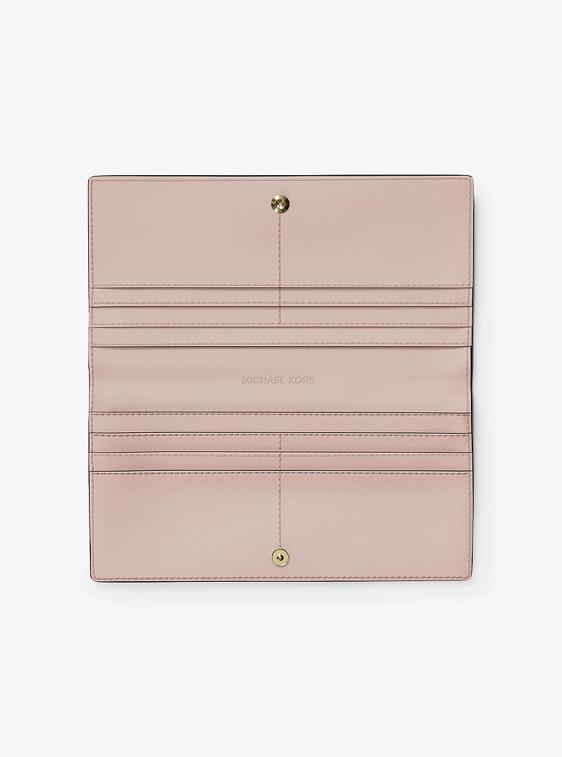 Carson Large Logo Debossed Snap Wallet in POWDER BLUSH | Michael Kors