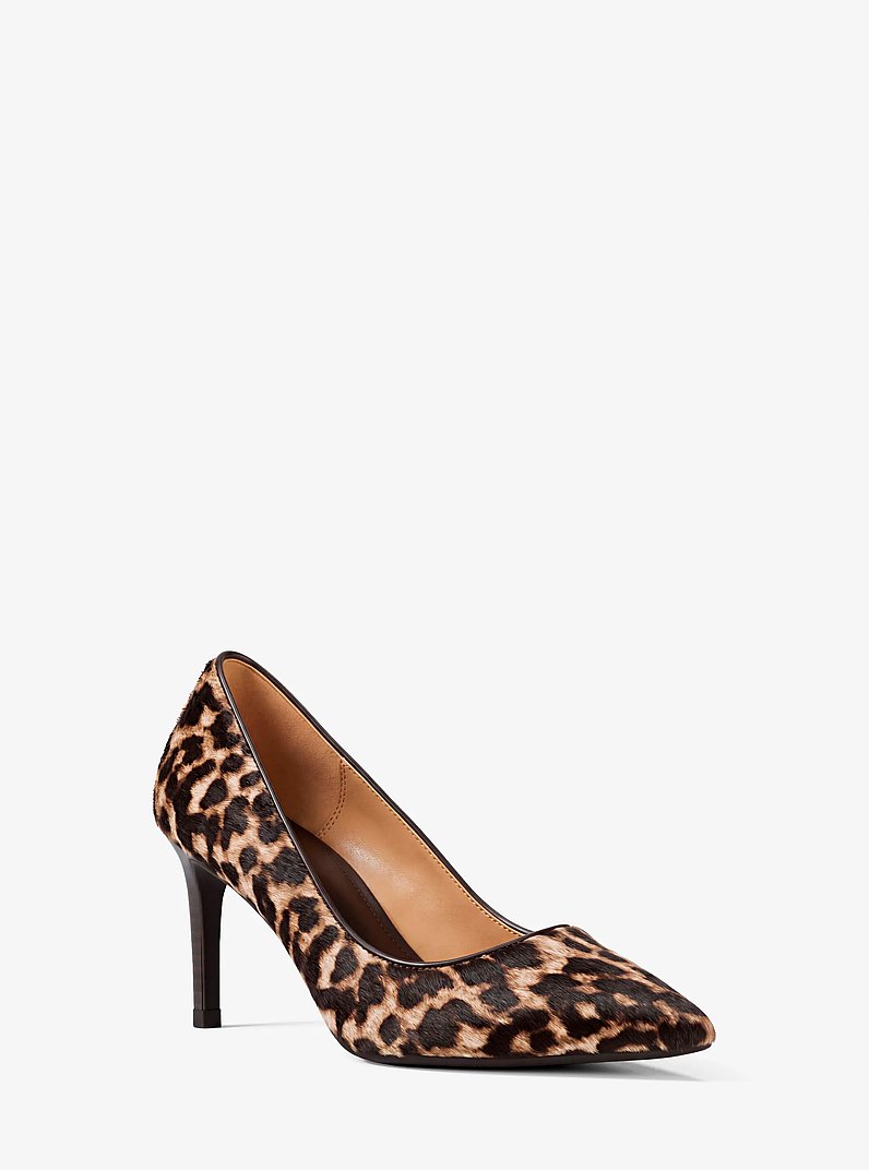 D&eacute;collet&eacute; Alina Flex in pelle effetto cavallino leopardata in CAMMELLO SCURO MULTI | Michael Kors