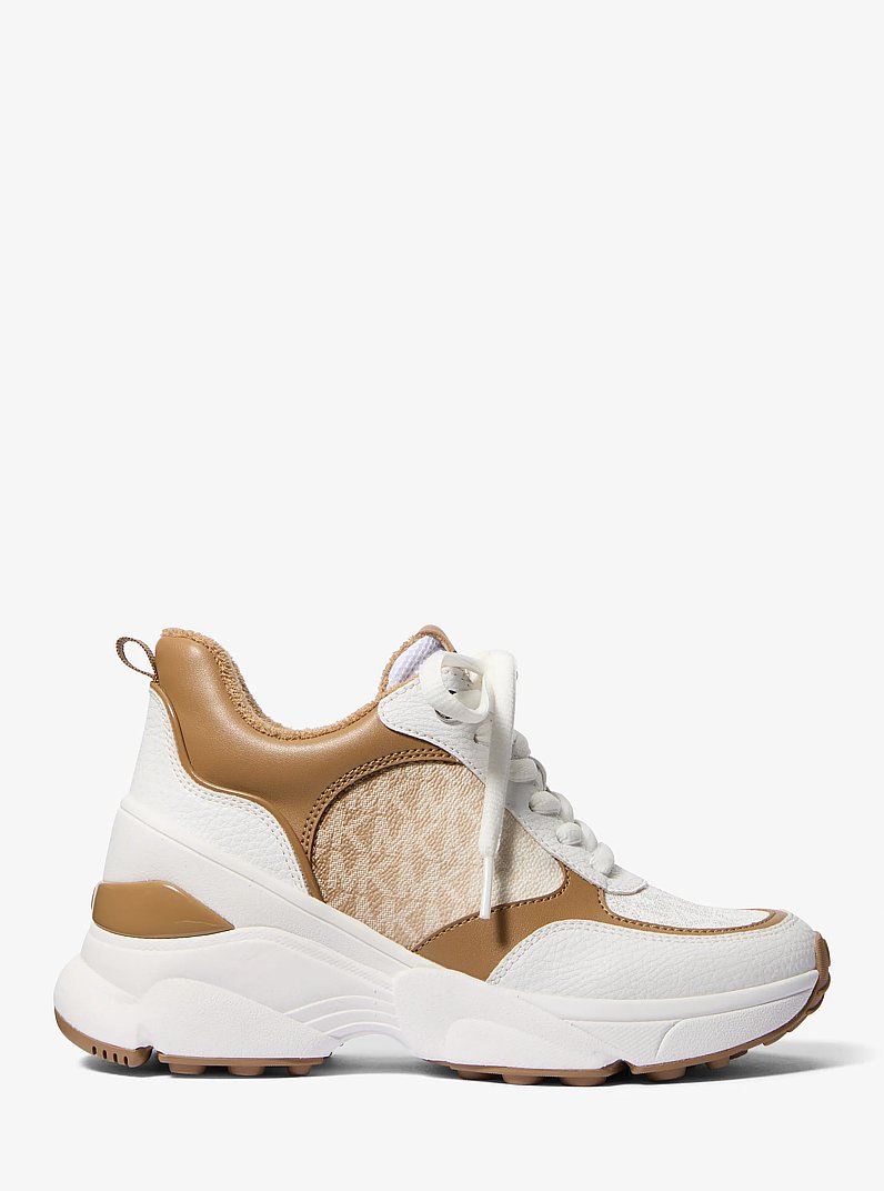Katrina Mixed-Media Trainer in HUSK | Michael Kors