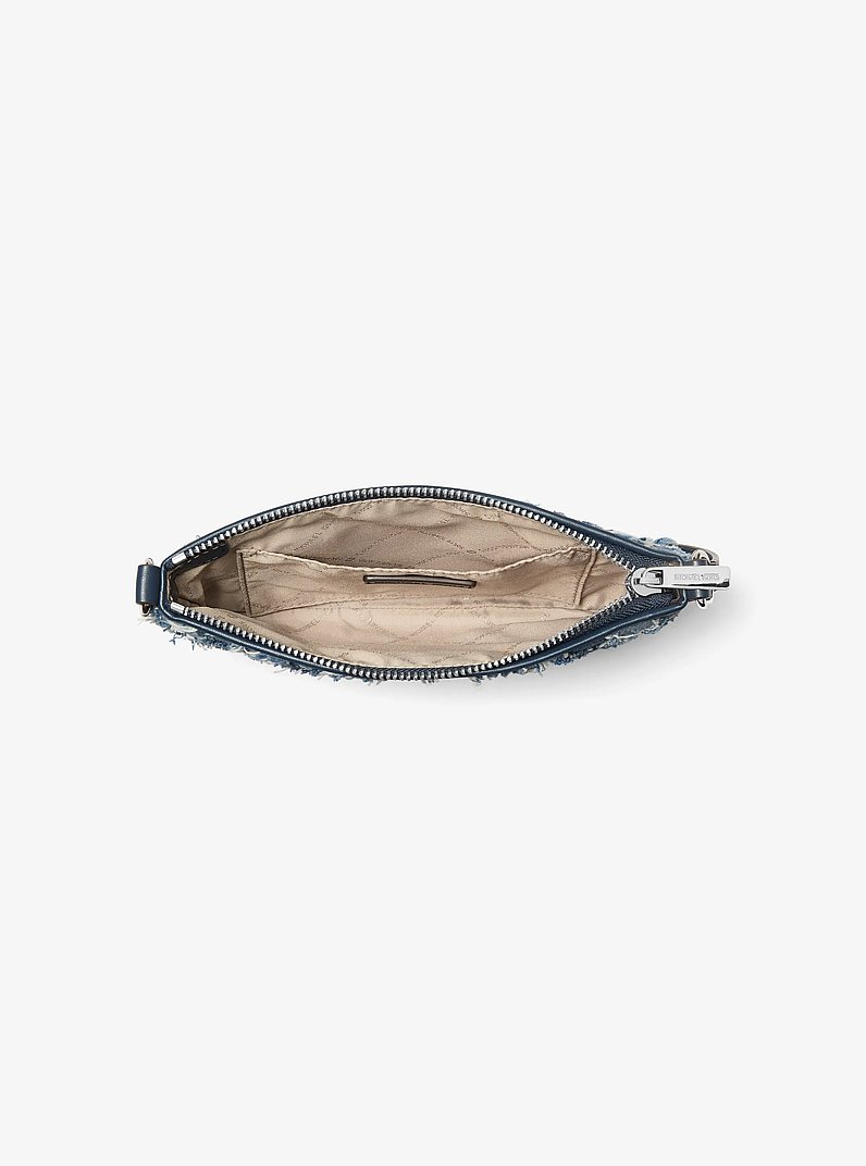 Jet Set Travel Small Patchwork Denim Convertible Wristlet in WASHED DENIM | Michael Kors