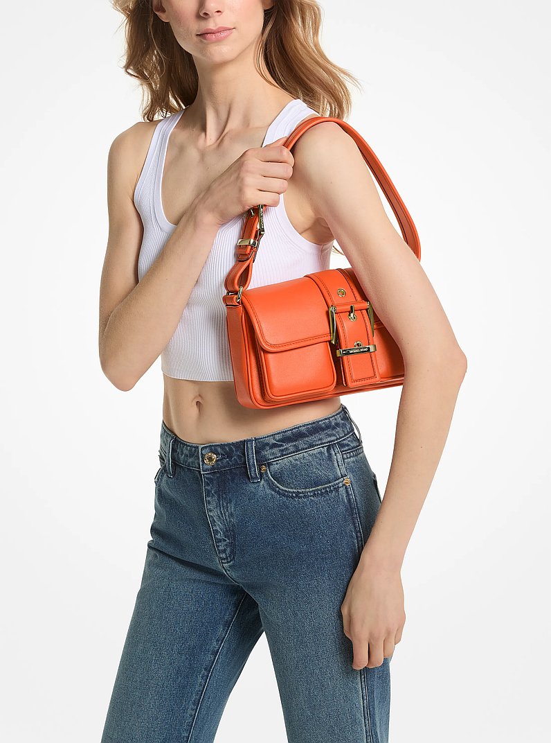 Colby Medium Leather Shoulder Bag in OPTIC ORANGE | Michael Kors