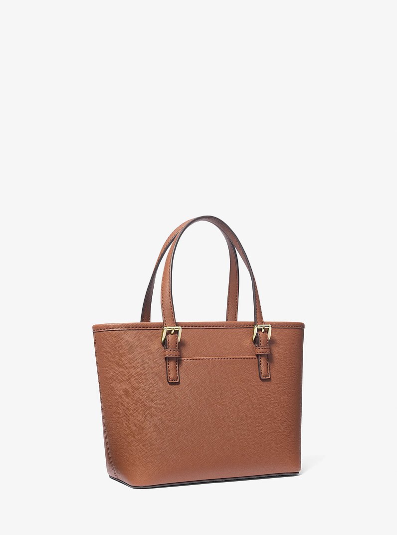 Jet Set Travel Extra-Small Saffiano Leather Top-Zip Tote Bag in LUGGAGE | Michael Kors