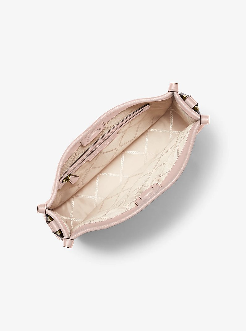 Luisa Large Pebbled Leather Messenger Bag in SOFT PINK | Michael Kors