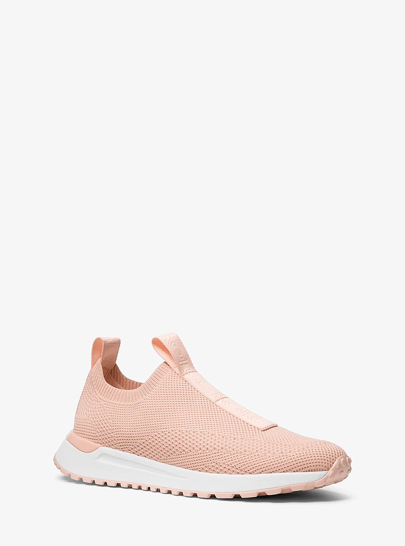 Bodie Logo Tape Stretch Knit Slip-On Trainer in SOFT PINK | Michael Kors