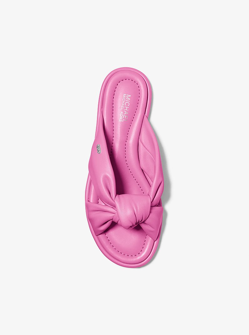 Elena Leather Slide Sandal in CERISE | Michael Kors
