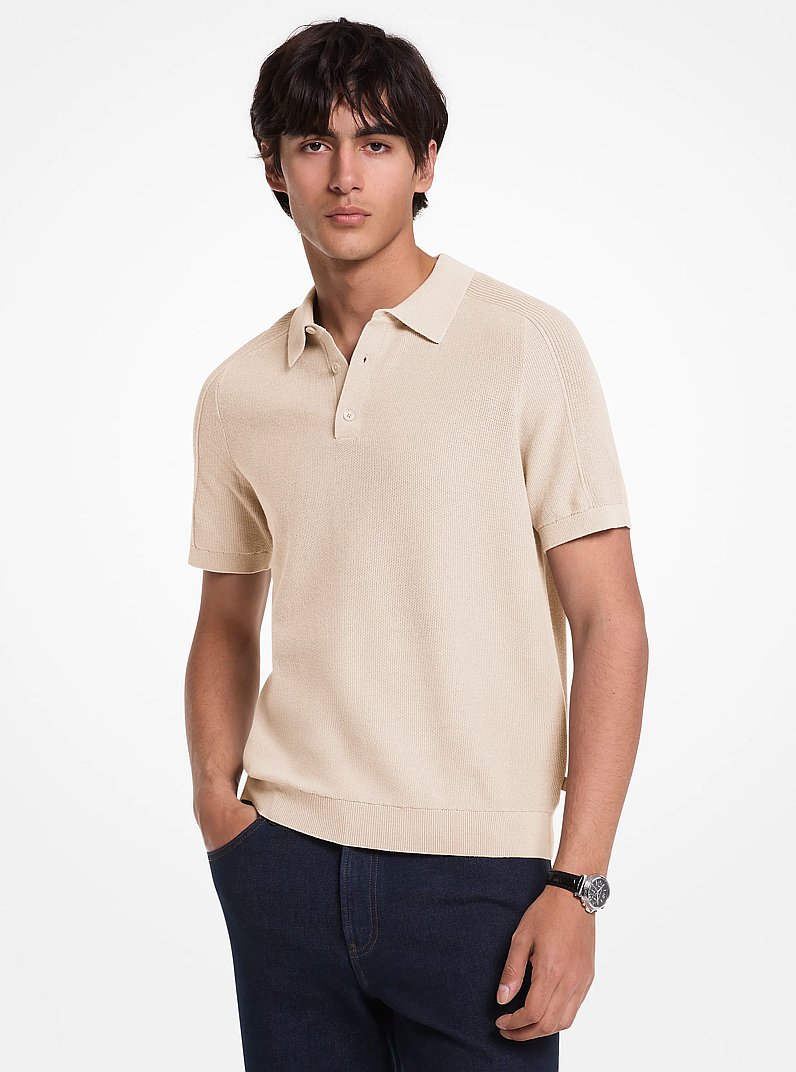 Cotton Moulin&eacute; Polo Shirt in KHAKI | Michael Kors