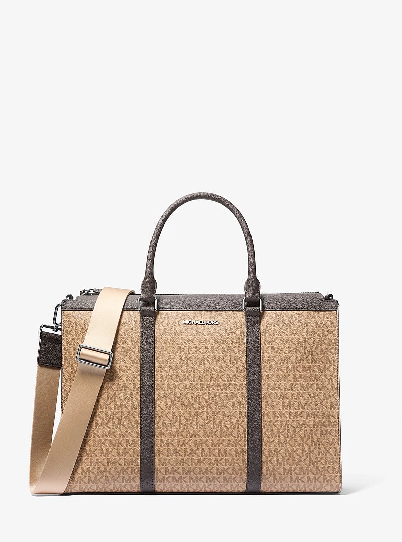 Cooper Signature Logo Briefcase in CAMEL | Michael Kors