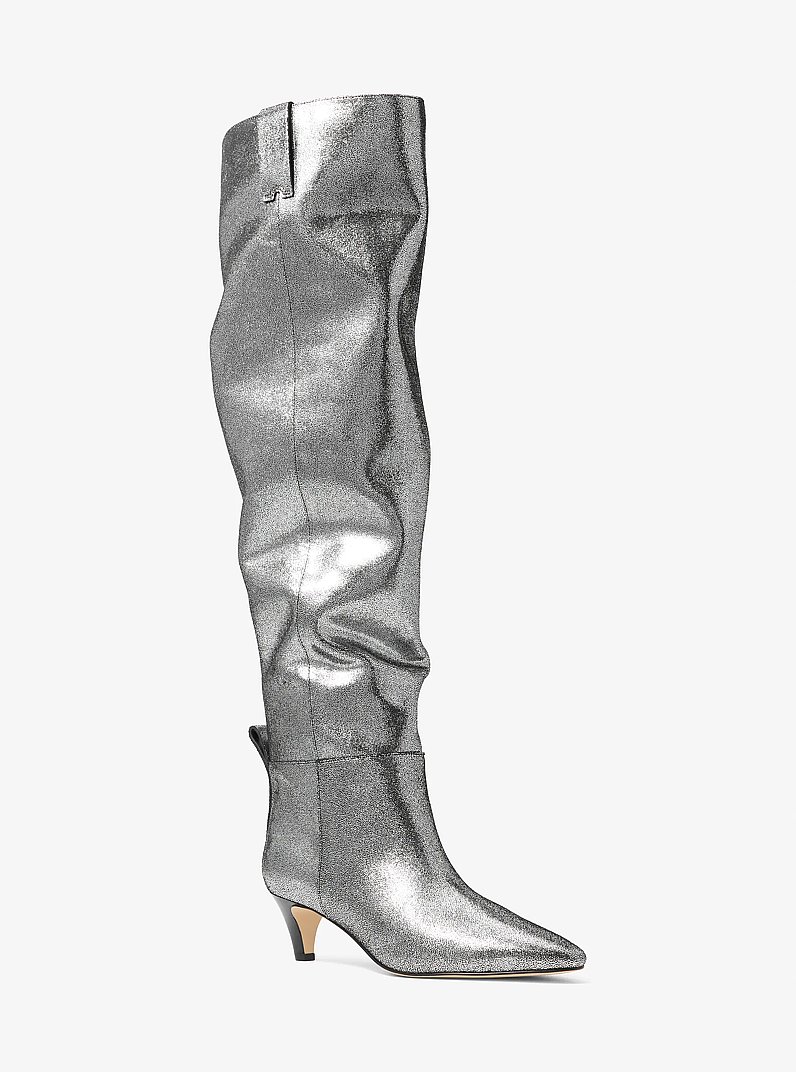 Daniela Metallic Leather Boot in SILVER | Michael Kors