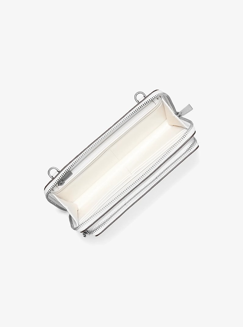 Grand sac &agrave; bandouli&egrave;re Jet Set en cuir grain&eacute; in BLANC OPTIQUE | Michael Kors