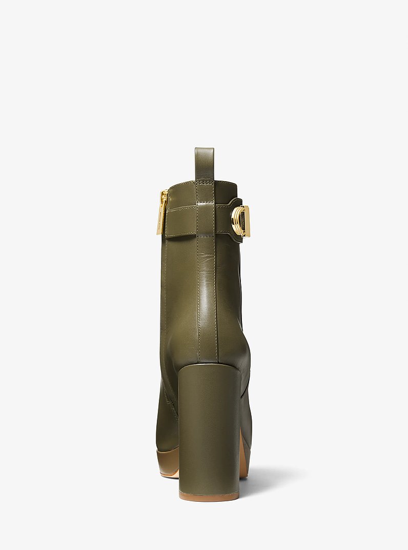 Parker Leather Platform Boot in OLIVE | Michael Kors