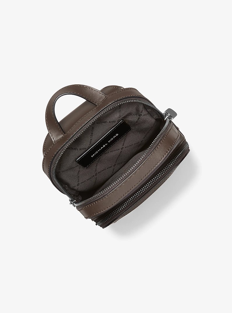 Edison Scratch-Resistant Crossgrain Leather Sling Pack in CHOCOLATE | Michael Kors