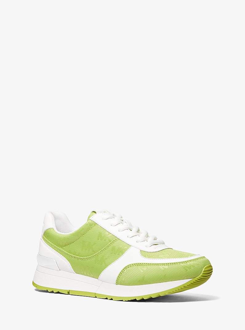 Andi Woven Logo Nylon Trainer in LIME | Michael Kors