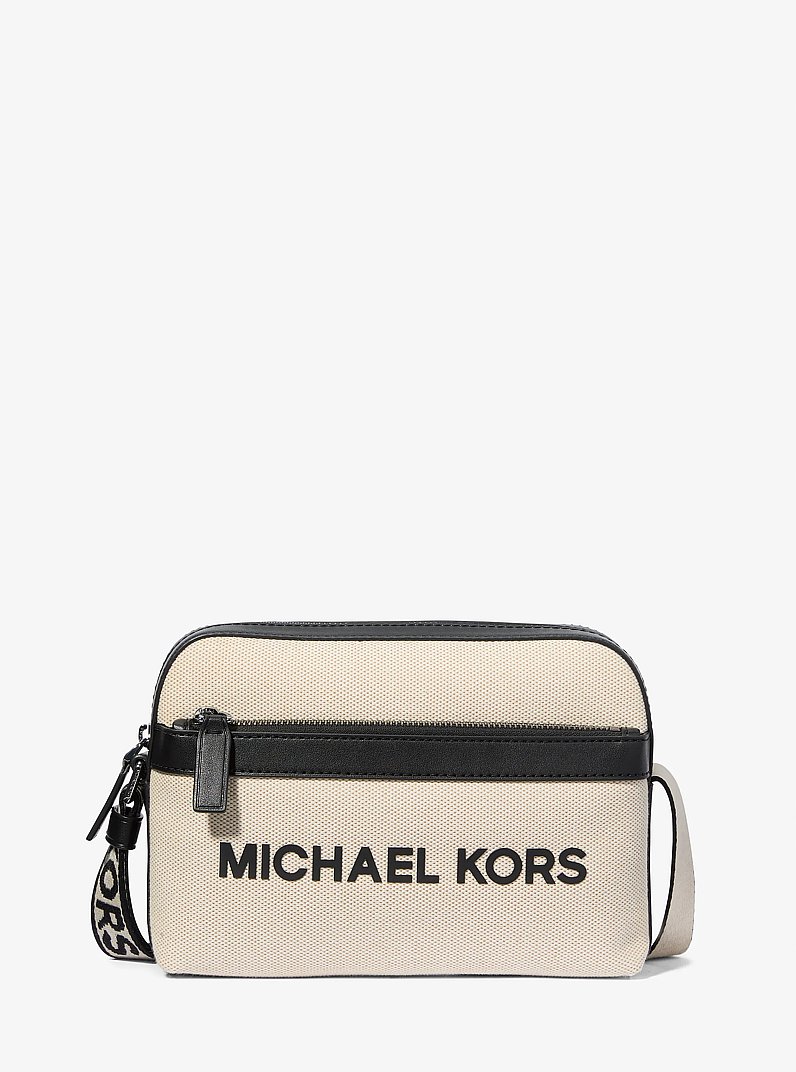 Cooper Cotton Canvas Utility Crossbody Bag in NATURAL/BLACK | Michael Kors