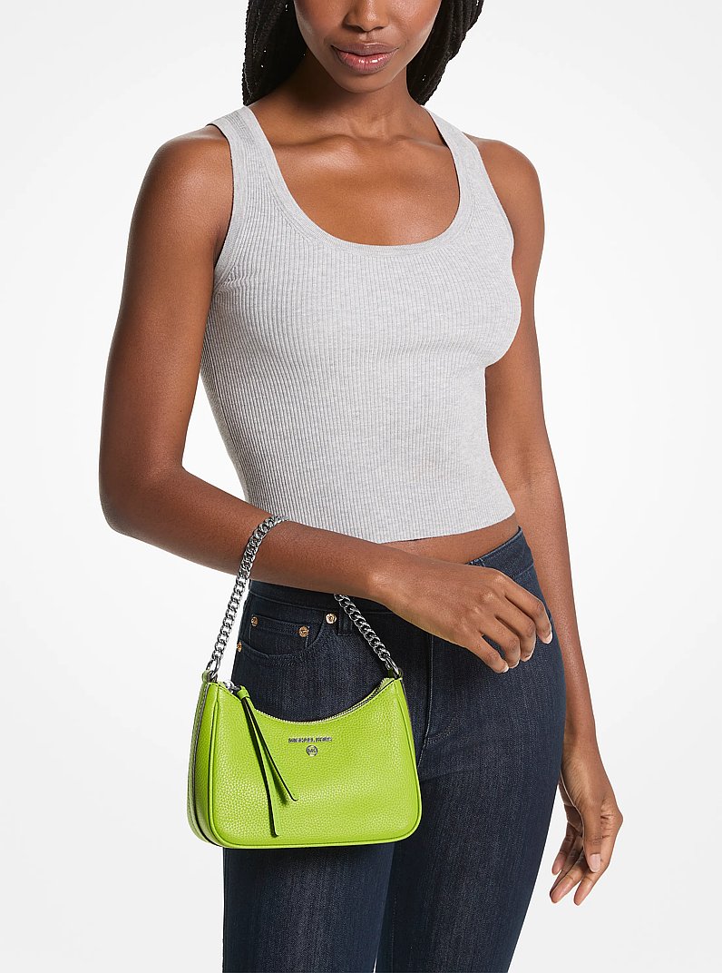 Jet Set Charm Small Leather Pochette in PEAR | Michael Kors