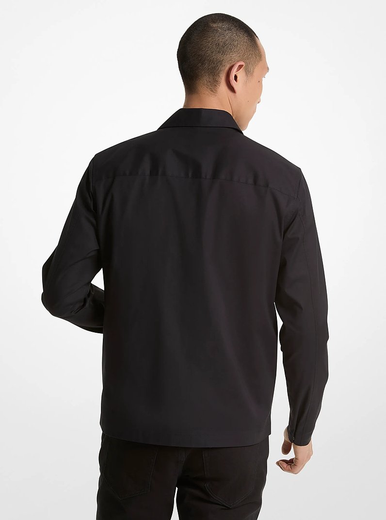 Stretch Cotton Shirt Jacket in BLACK | Michael Kors