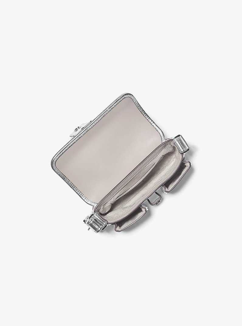 Colby Extra-Small Metallic Leather Shoulder Bag in SILVER | Michael Kors