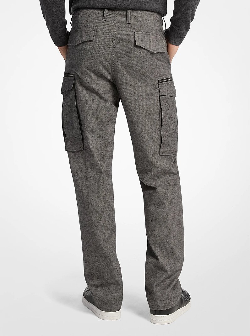 Pantaloni cargo in cotone pied-de-poule con zip in CENERE | Michael Kors