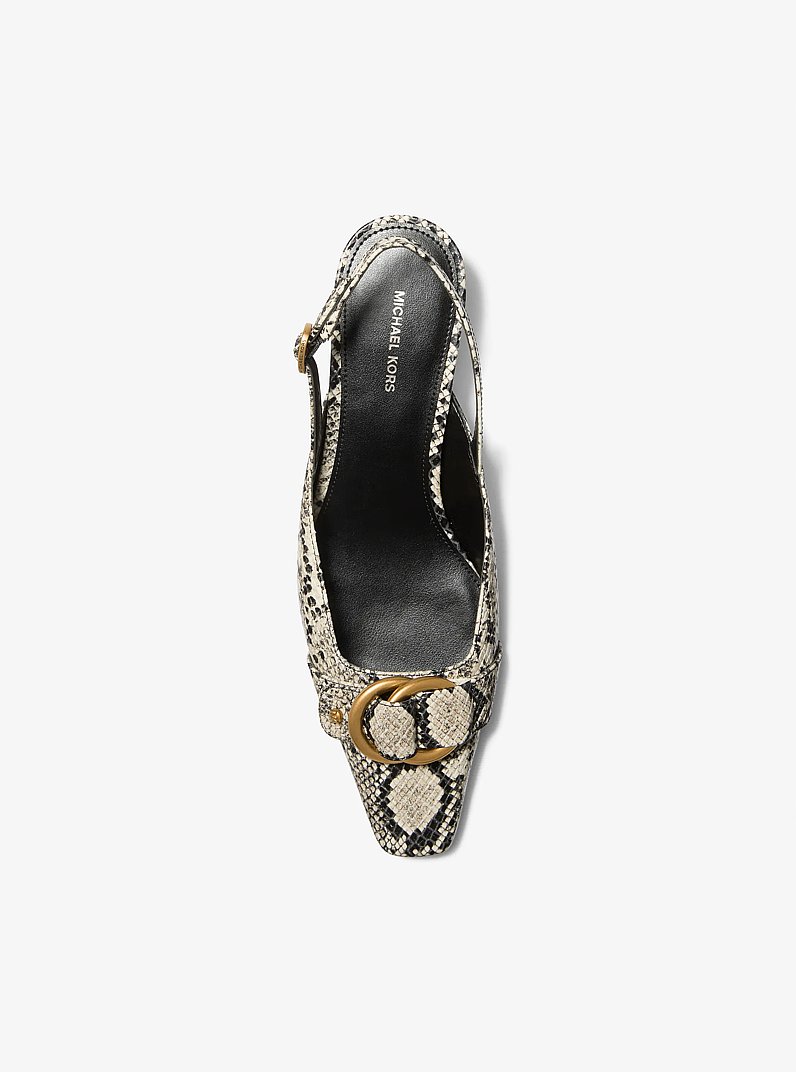 Escarpin &agrave; bride arri&egrave;re Jaden en cuir gaufr&eacute; &agrave; motif de serpent in NATUREL | Michael Kors
