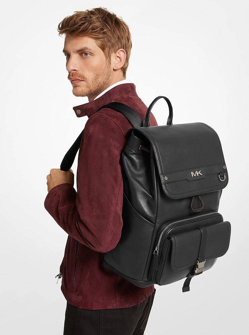 Varick Leather Backpack in BLACK | Michael Kors