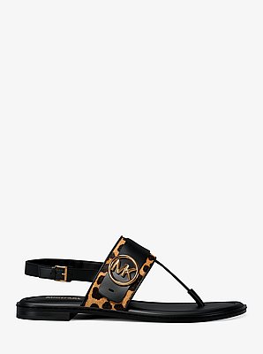 Carmen Cheetah Print Calf Hair Thong Sandal