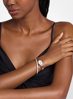 Petite Maude Rose Gold-Tone Watch and Pav&eacute; Bangle Jewelry Gift Set