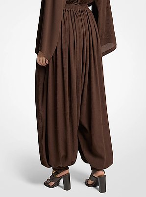 Silk Seersucker Sarouel Pants