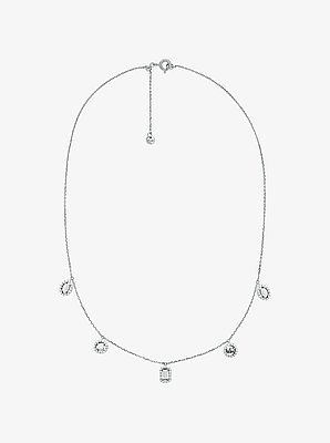 Collar con colgantes mixtos con incrustaciones en plata de ley chapado en metal precioso