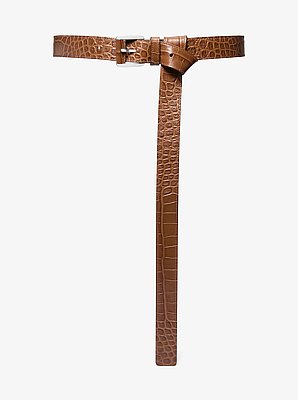 Jodi Crocodile Embossed Leather Trouser Belt
