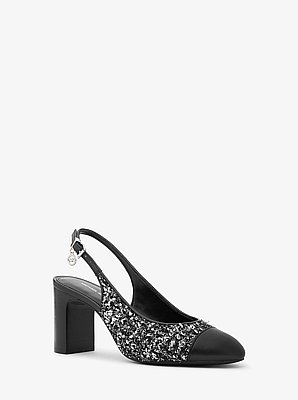 Piper Flex Metallic Tweed and Leather Slingback Pump