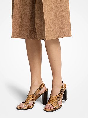 Jasmine Snake Embossed Leather Sandal