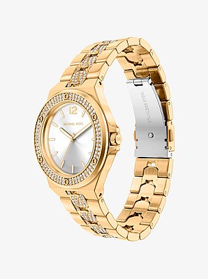 Lennox Pav&eacute; Gold-Tone Watch