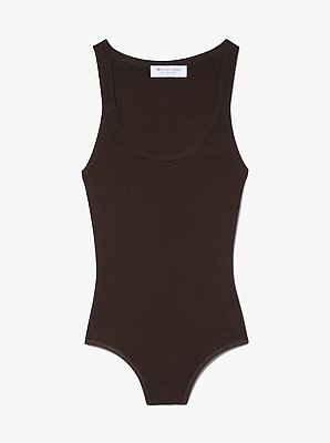 Ribbed Stretch Viscose Tank Top Bodysuit