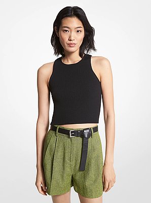 Camiseta de tirantes corta de mezcla de viscosa reciclada acanalada
