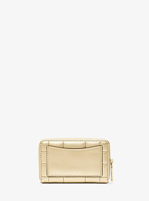 Cartera peque&ntilde;a de piel metalizada acolchada