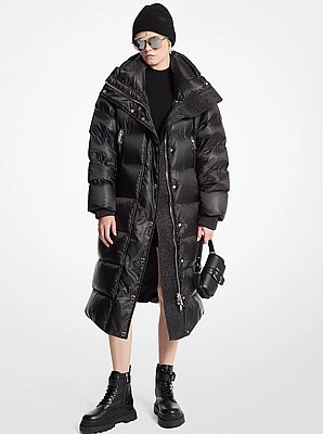 Satin Cir&eacute; Puffer Coat