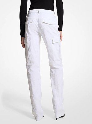 Crushed Cotton Gabardine Cargo Trousers