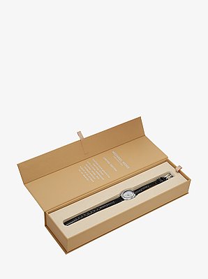 Reloj Maude peque&ntilde;o de edici&oacute;n limitada en tono plateado y piel con relieve de cocodrilo