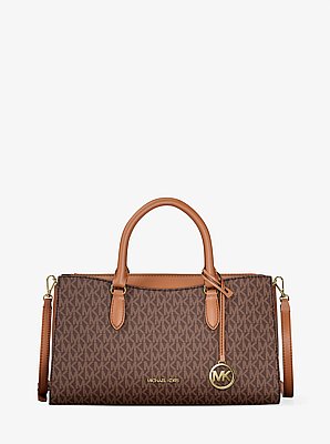 Arden Medium Signature Logo Top-Zip Satchel