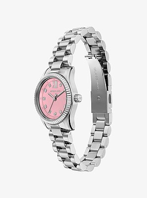 Petite Lexington Pav&eacute; Silver-Tone Watch