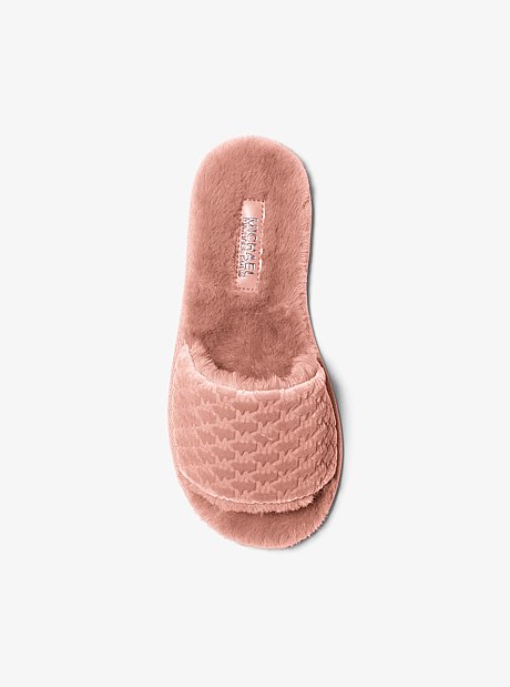 Alexis Logo Debossed Velvet Slide Sandal