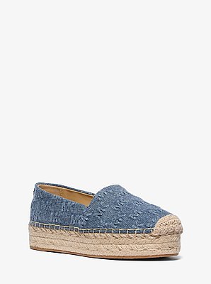 Lynn Logo Embossed Denim Platform Espadrille