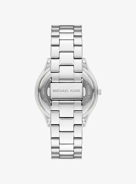 Oversized Aspyn Silver-Tone Watch and Bracelet Jewelry Gift Set