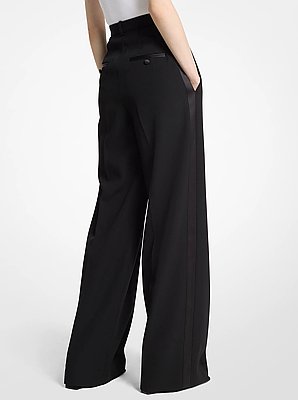 Pantal&oacute;n holgado de esmoquin de gabardina de lana