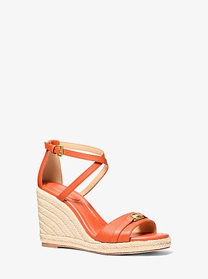 Mandy Saffiano Leather Wedge Sandal